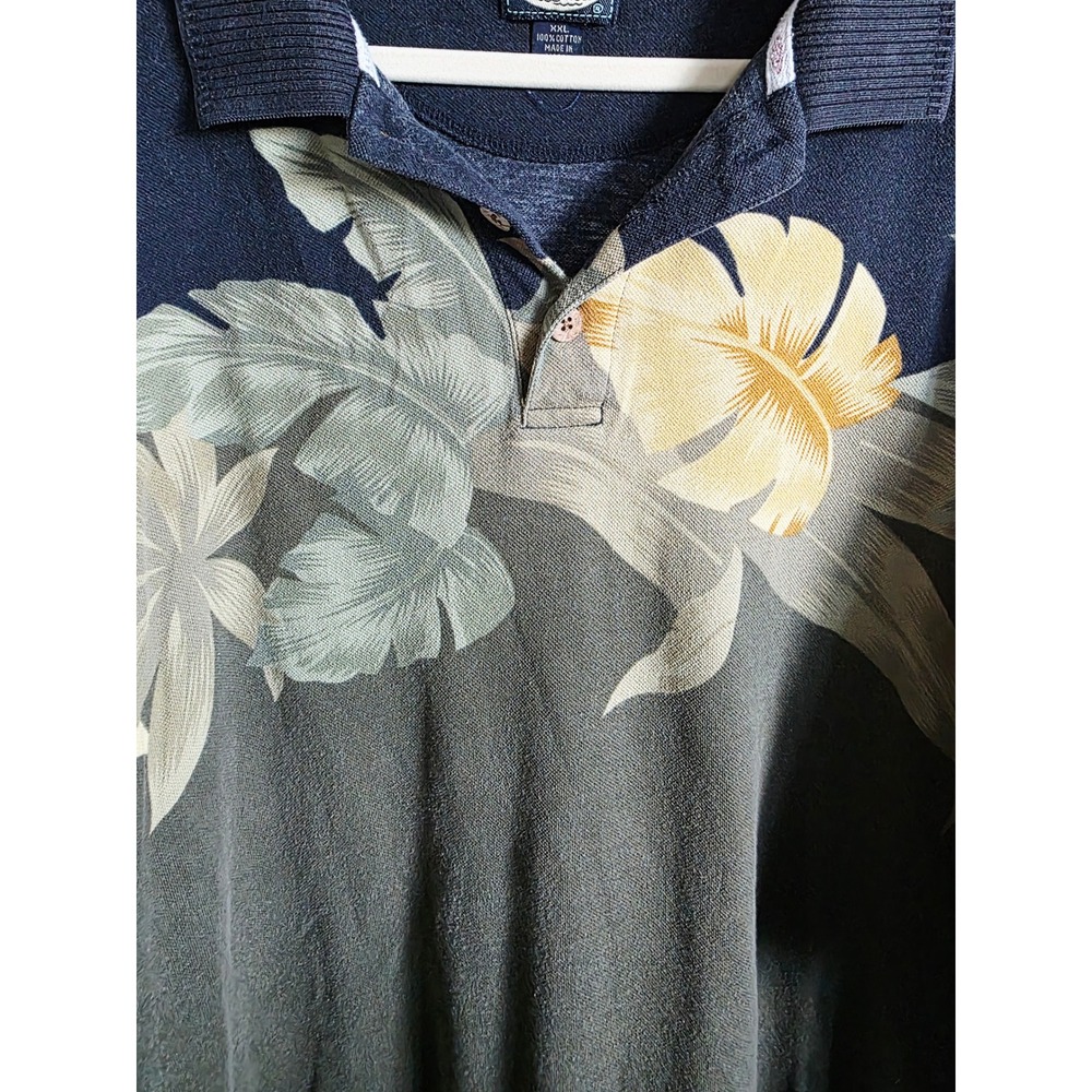 Tommy‎ Bahama Mens XXL Tropical Vintage Y2K Short Sleeve Polo Shirt Black Green - Picture 8 of 11